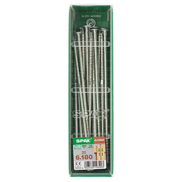 Lot De 20 Vis Acier Tête Fraisée Bombée Torx Spax Diam.6 Mm X L.180 Mm