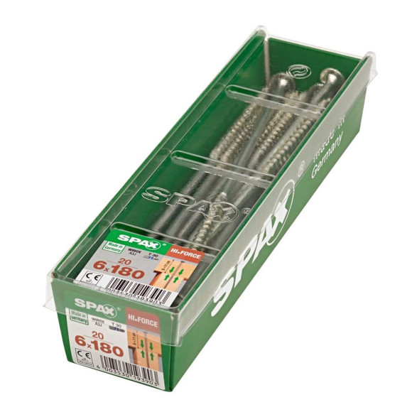 Lot De 20 Vis Acier Tête Fraisée Bombée Torx Spax Diam.6 Mm X L.180 Mm