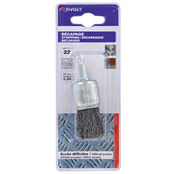 Brosse pinceau fil acier ondulé D18mm