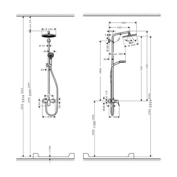 Hansgrohe Set de douche Showerpipe Crometta S 240 1jet mitigeur mécanique (27269000)