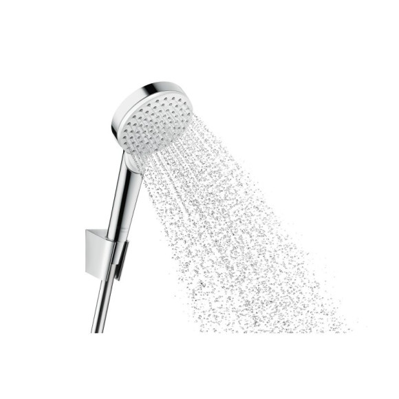 Ensemble Crometta - support mural et douchette Vario avec flexible de douche -  Ã¸ 100mm - blanc/ chrome