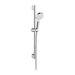 Ensemble de douche Crometta Vario 100 Ecosmart Hansgrohe - avec barre Unica'C - Flexible 160mm - 2 jets - Blanc/Chromé