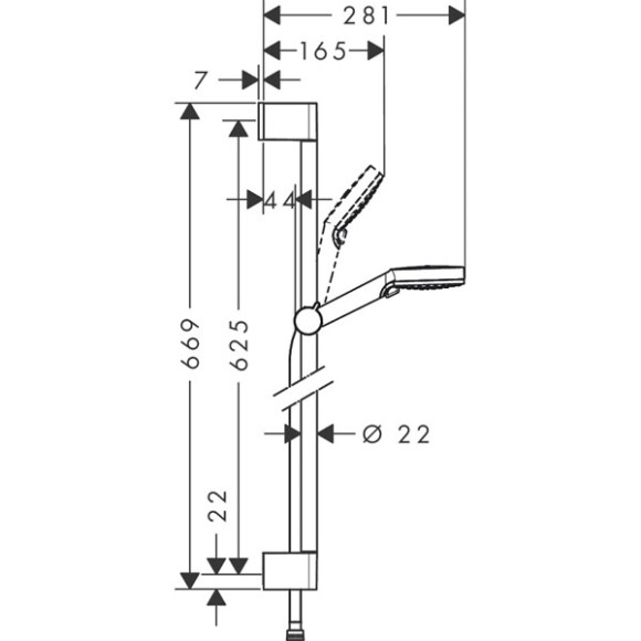 Ensemble de douche Crometta Vario 100 Ecosmart Hansgrohe - avec barre Unica'C - Flexible 160mm - 2 jets - Blanc/Chromé