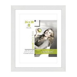 Cadre Bois Blanc 24x30 avec Passe Partout Ouverture pour Photo 18x24