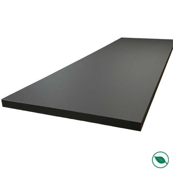 Plan de travail stratifié HPL noir mat 3000 x 650 x 38 mm FSC