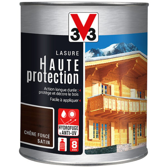 Lasure bois Haute protection Satin Chêne fonce Pot 1l