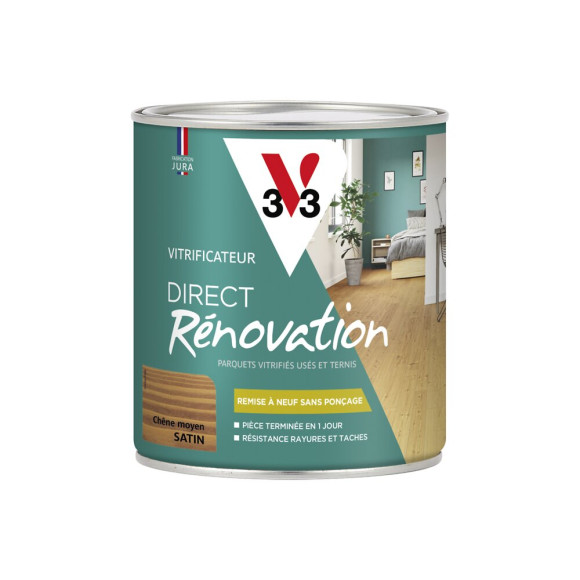 Vitrificateur direct rénovation chêne moyen satin 0.75 L