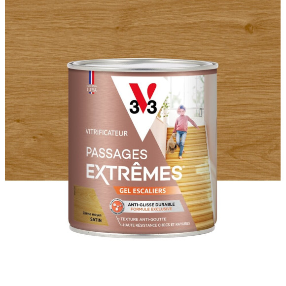 Vitrificateur passages extrêmes gel escaliers chêne moyen satin 0.75 L