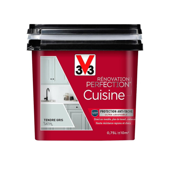 Peinture rénovation Cuisine satin tendre gris 0.75L