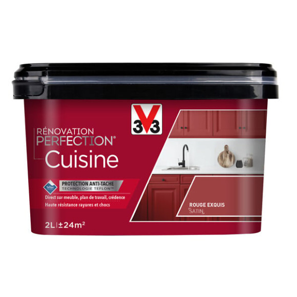 Peinture renovation Cuisine satin rouge 2L