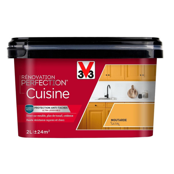 Peinture renovation Cuisine satin moutarde 2L