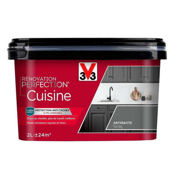 Peinture renovation Cuisine satin gris anthracite 2L