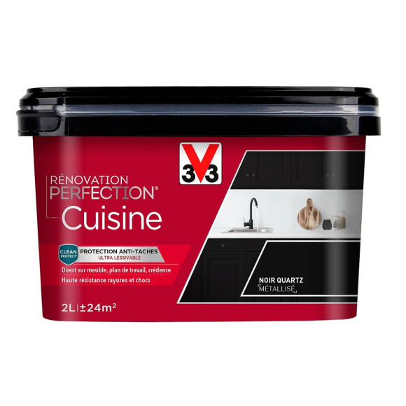 Peinture renovation Cuisine satin noir quartz 2L