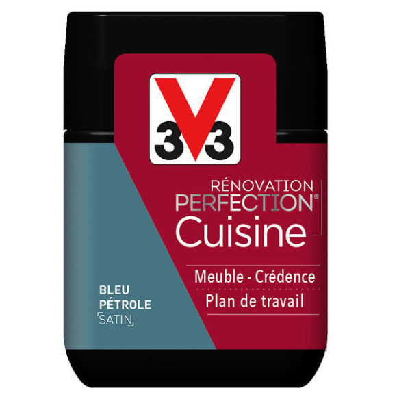 Peinture rénovation Cuisine satin bleu pétrole Testeur 75mL