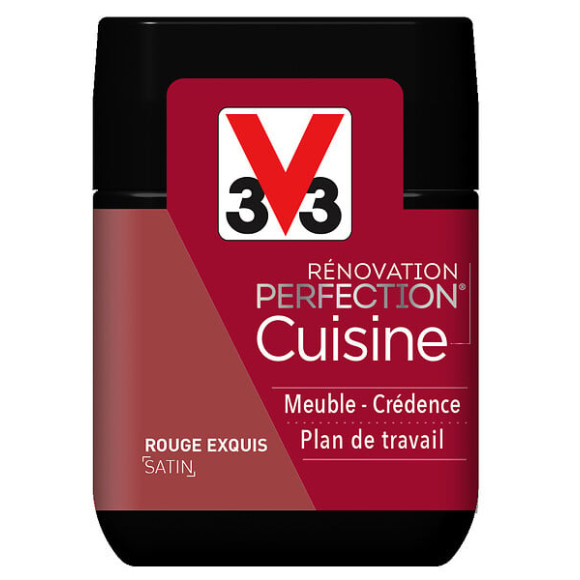 Peinture rénovation Cuisine satin rouge exquis Testeur 75ml