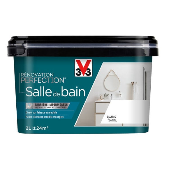 Peinture renovation salle de bain - Blanc satin - 2L