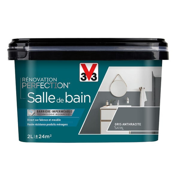 Peinture renovation salle de bain - Anthracite - Satin - 2L