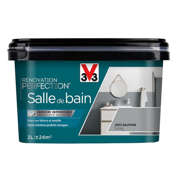 Peinture renovation salle de bain - Gris dauphin - Satin - 2L