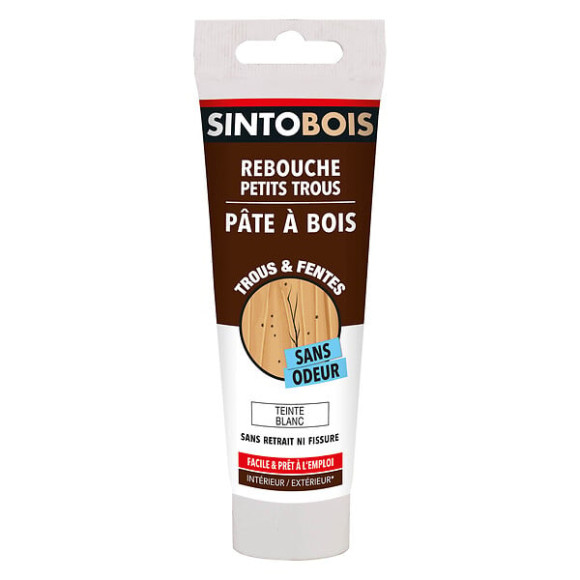 Pate à  bois pour reboucher imperfections et fissures 80g Blanc