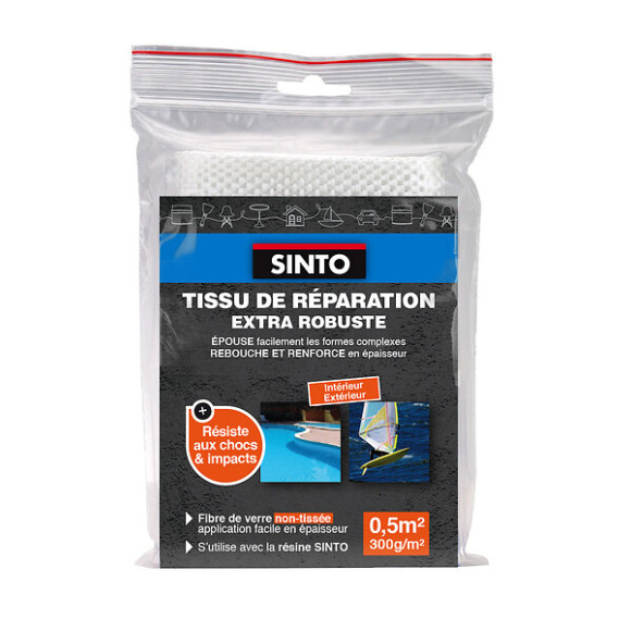 Tissu de reparation extra robuste en fibre de verre non tissee 0.5m2