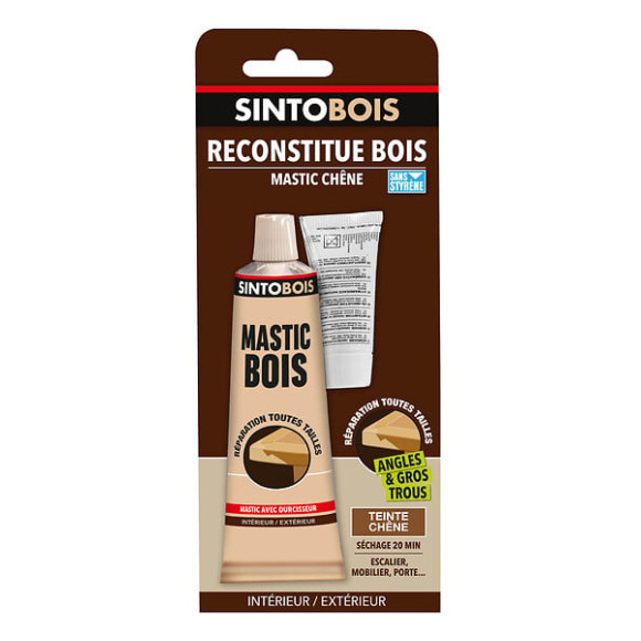 Reconstitue bois pour parties manquantes angles gros trous 60g Chêne