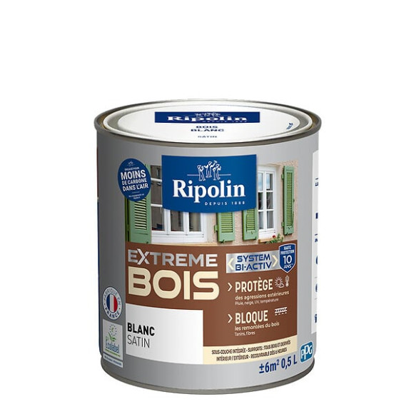 Peinture RIPOLIN Extrême Bois Microporeuse Satin 05L Blanc