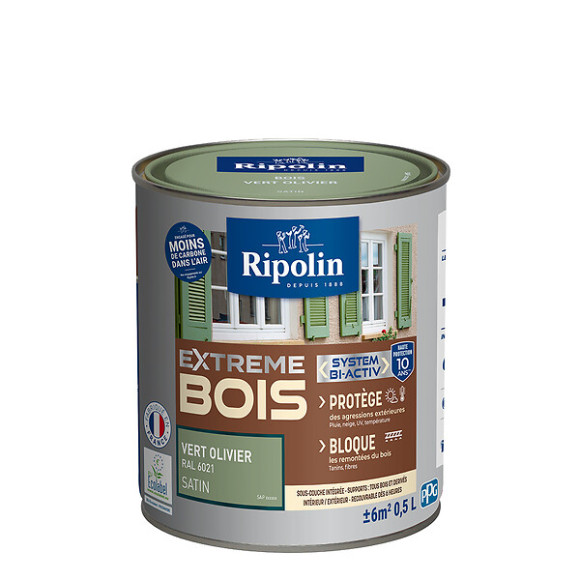 Peinture RIPOLIN Extrême Bois Microporeuse Satin 05L Vert Olivier