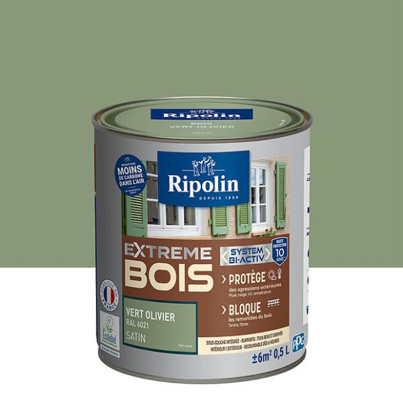 Peinture RIPOLIN Extrême Bois Microporeuse Satin 05L Vert Olivier