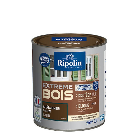 Peinture RIPOLIN Extrême Bois Microporeuse Satin 05L Chataignier