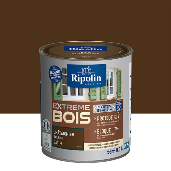 Peinture RIPOLIN Extrême Bois Microporeuse Satin 05L Chataignier