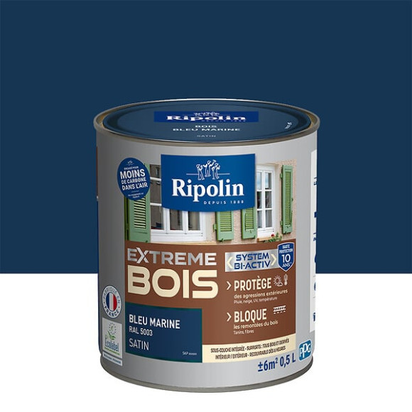 Peinture RIPOLIN Extrême Bois Microporeuse Satin 05L Bleu