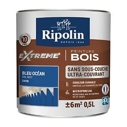 Peinture RIPOLIN Extrême Bois Microporeuse Satin 05L Bleu Océan