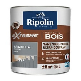 Peinture RIPOLIN Extrême Bois Microporeuse Satin 05L Gris Bouleau