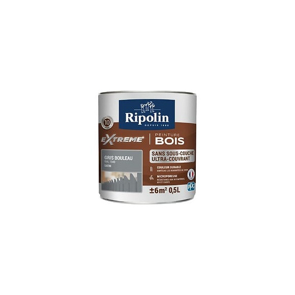 Peinture RIPOLIN Extrême Bois Microporeuse Satin 05L Gris Bouleau