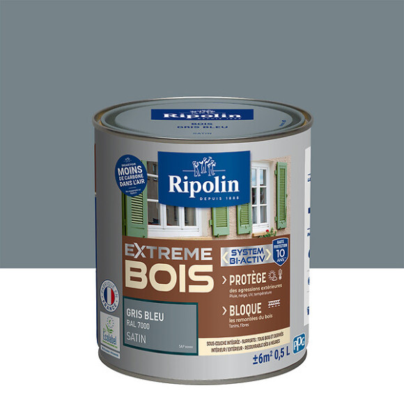 Peinture RIPOLIN Extrême Bois Microporeuse Satin 05L Gris Bleu