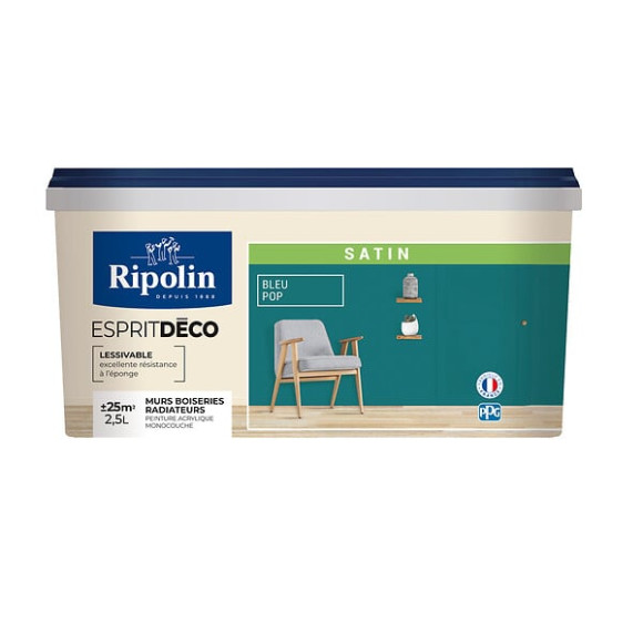 Peinture Esprit Déco - Monocouche - Bleu pop - Satin - 25L