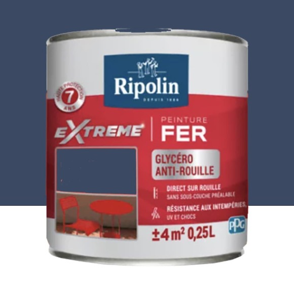 Peinture Fer RIPOLIN eXtrême Bleu Marine (ral 5003) 025 L