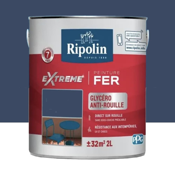 Peinture Fer RIPOLIN eXtrême Bleu Marine (ral 5003) 025 L