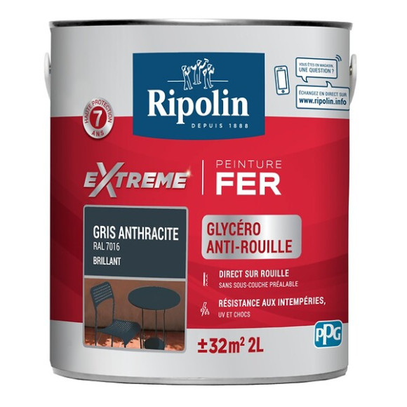 Ripolin ext fer bril gris anthr 2l