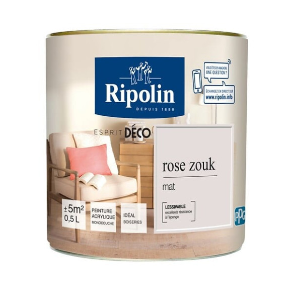 Peinture RIPOLIN murs boiseries rose zouk mat 05L