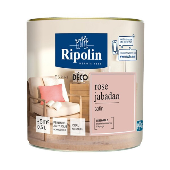 Peinture RIPOLIN murs boiseries rose jabadao satin 05L