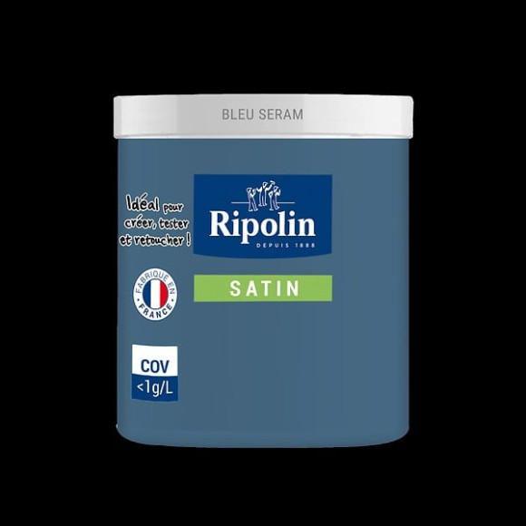 Testeur peinture RIPOLIN murs boiseries bleu seram satin 0075L