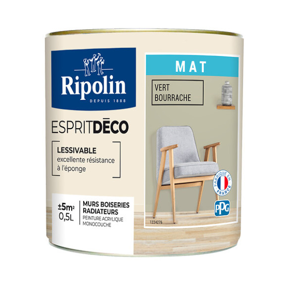 Peinture RIPOLIN murs boiseries vert bourrache mat 05L