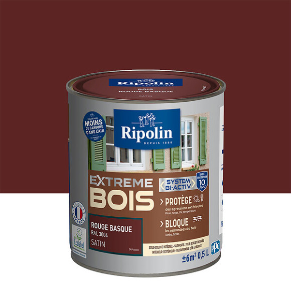 Peinture bois RIPOLIN rouge basque RAL 3004 05L