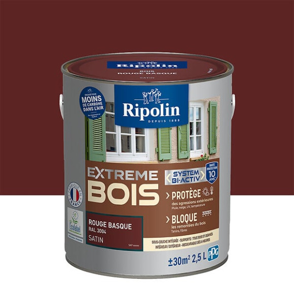 Peinture bois - Rouge basque RAL 3004 - 25L