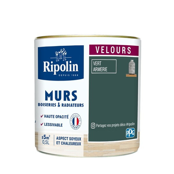 Peinture RIPOLIN Deco Velours murs boiseries radiateurs vert arm 05L