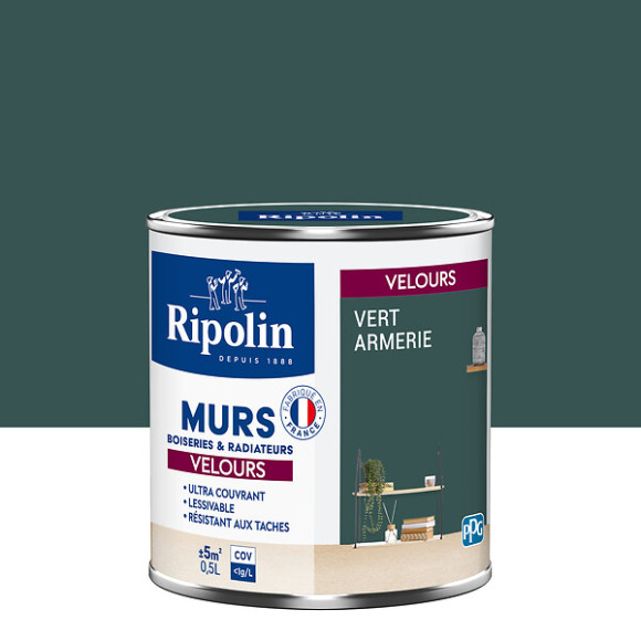 Peinture RIPOLIN Deco Velours murs boiseries radiateurs vert arm 05L