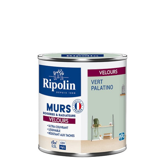 Peinture RIPOLIN Deco Velours murs boiseries radiateurs vert pala 05L