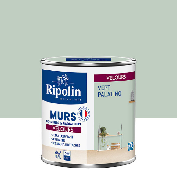 Peinture RIPOLIN Deco Velours murs boiseries radiateurs vert pala 05L