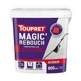 Enduit de rebouchage TOUPRET + spatule 800ml en pâte allégée pour mur et plafond